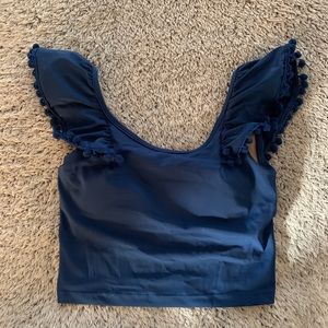 Kortni Jeane swimsuit top flounce navy blue small